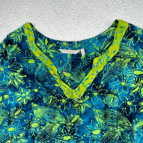 Women’s 1X  Green/Blue Soft Surroundings Top - Picture 3 of 13